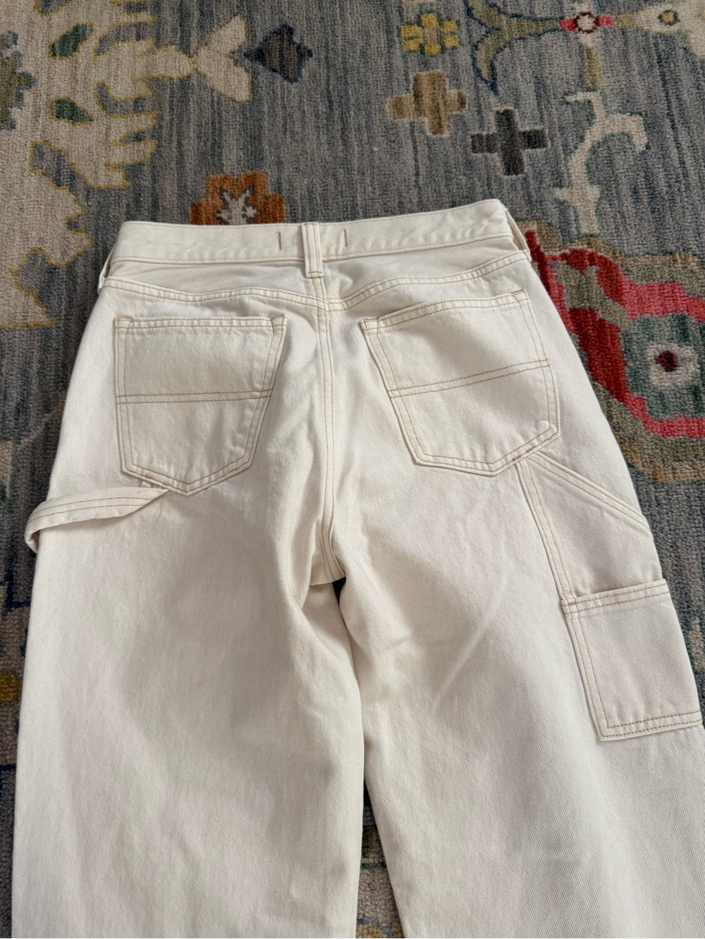 Abercrombie & Fitch Curve Love Mid Rise Slouchy Jeans ecru carpenter wash 25 - Picture 10 of 10